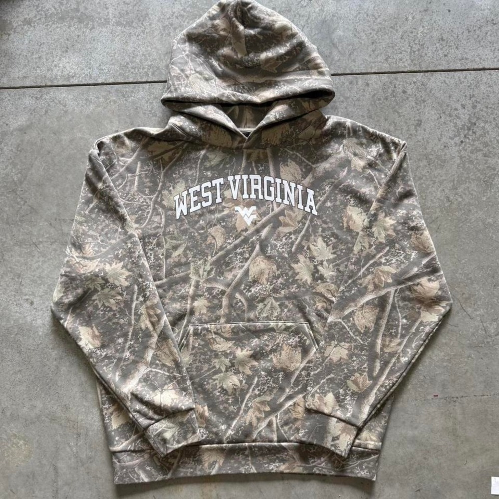 West Virginia University Real Tree Camo Vintage Hoodie Sweatshirt Sz Large